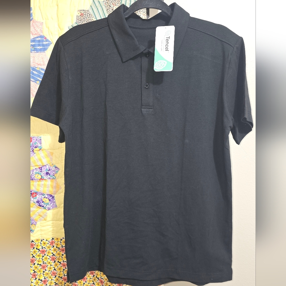 EJIS Classic Black Polo Shirt with Short Sleeves